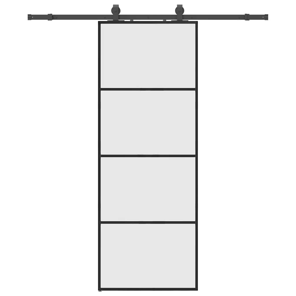 Schuifdeur met beslagset 76x205 cm ESG glas zwart