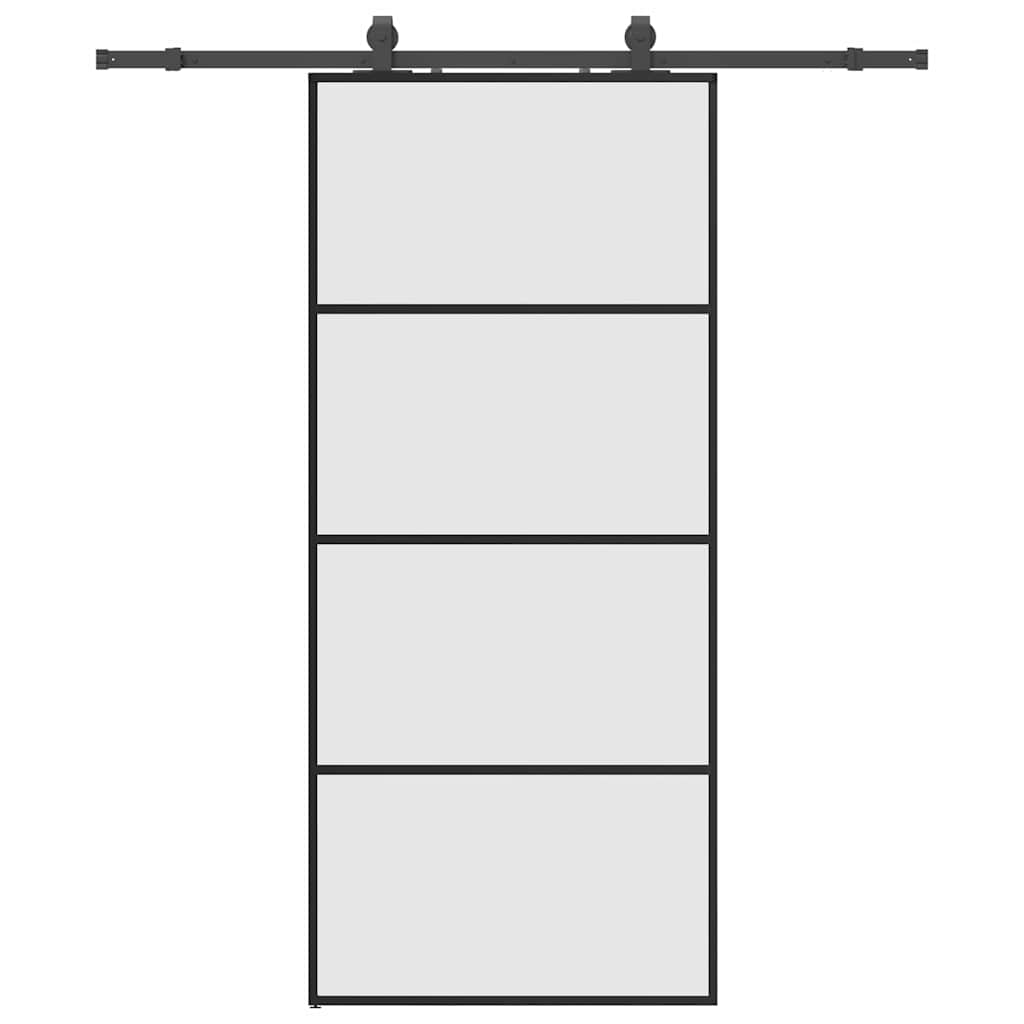 Schuifdeur met beslagset 90x205 cm ESG glas zwart