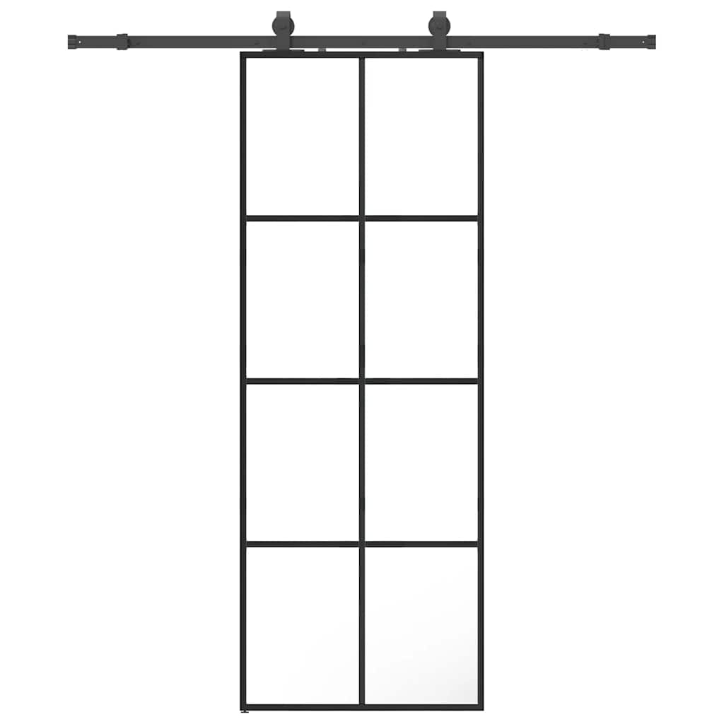 Schuifdeur met beslagset 76x205 cm ESG glas zwart