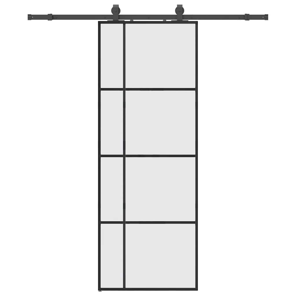 Schuifdeur met beslagset 76x205 cm ESG glas zwart