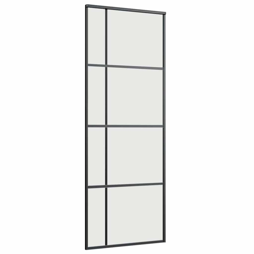 Schuifdeur met beslagset 76x205 cm ESG glas zwart