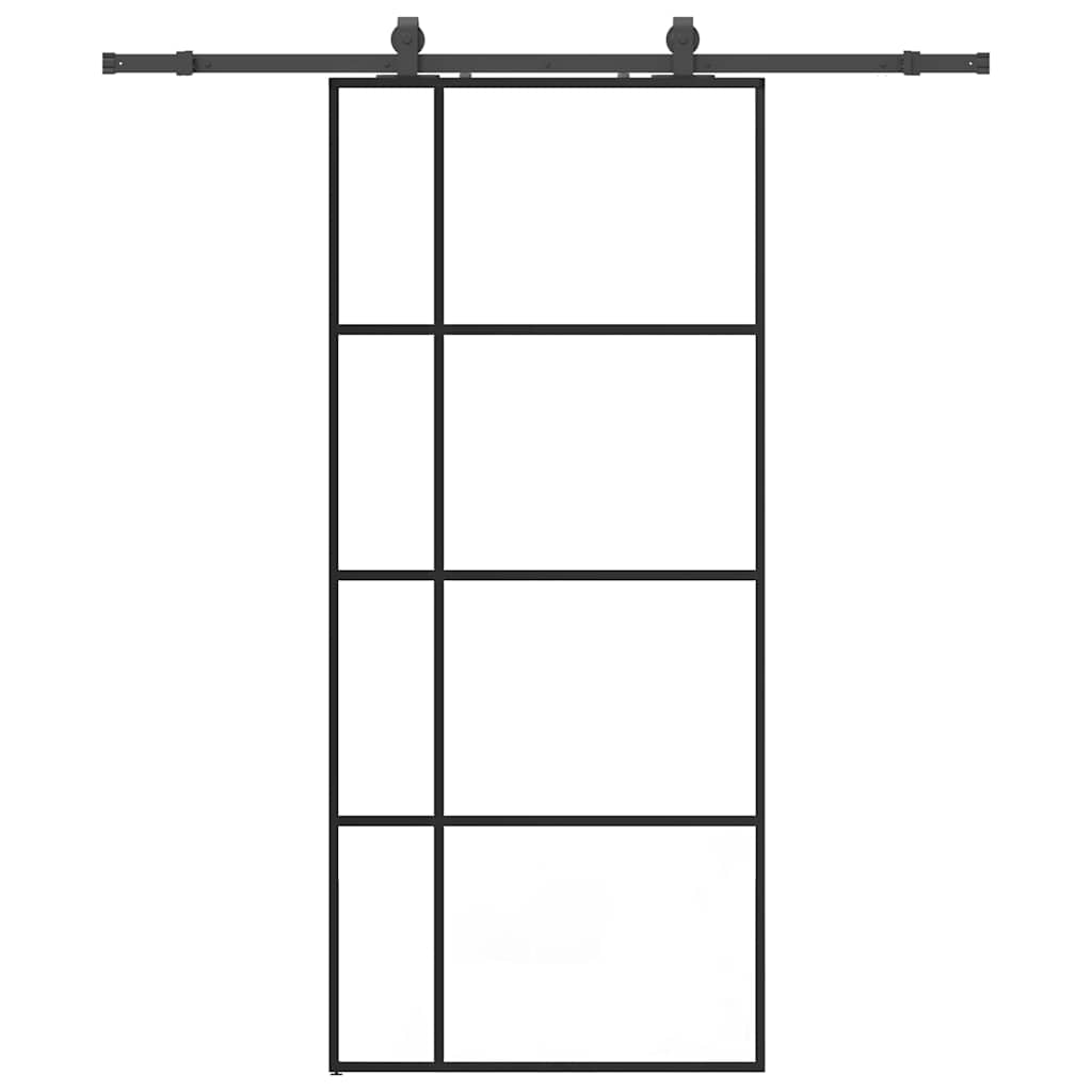 Schuifdeur met beslagset 90x205 cm ESG glas zwart