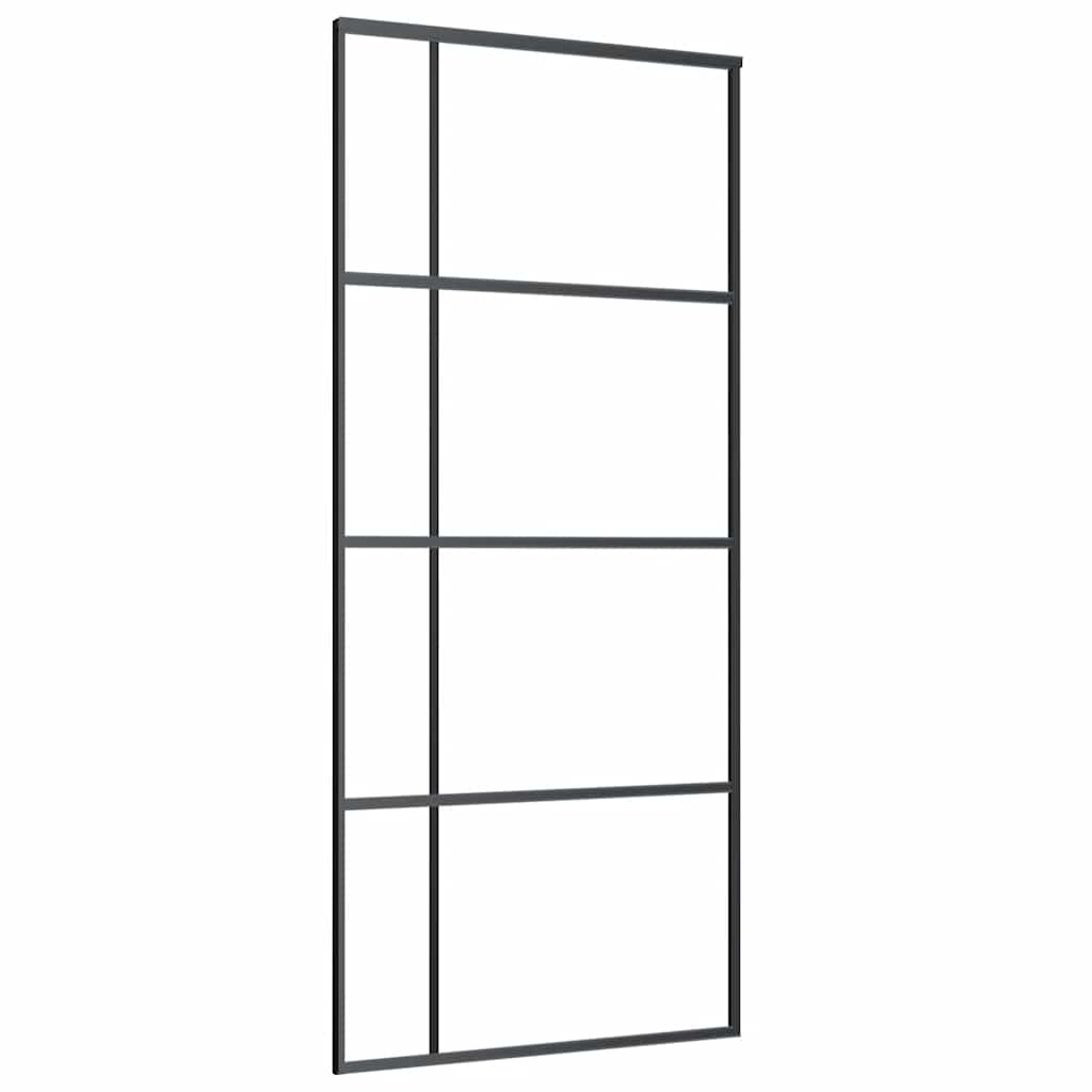 Schuifdeur met beslagset 90x205 cm ESG glas zwart