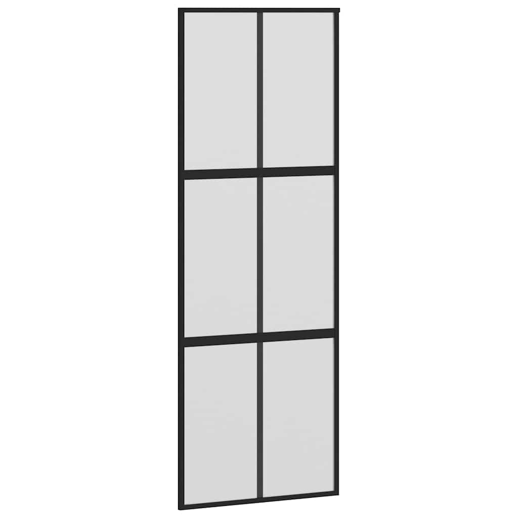 Schuifdeur met beslagset 76x205 cm gehard glas zwart