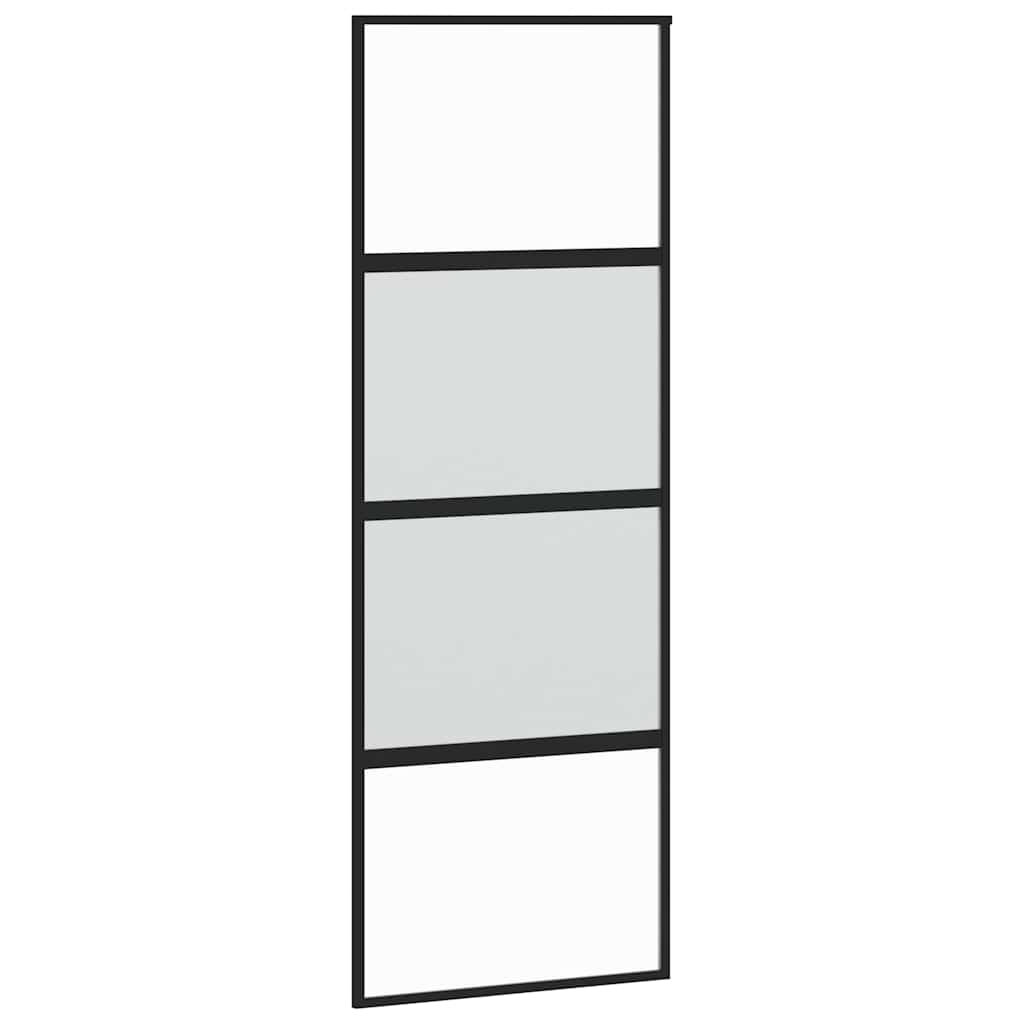 Schuifdeur met beslagset 76x205 cm gehard glas zwart