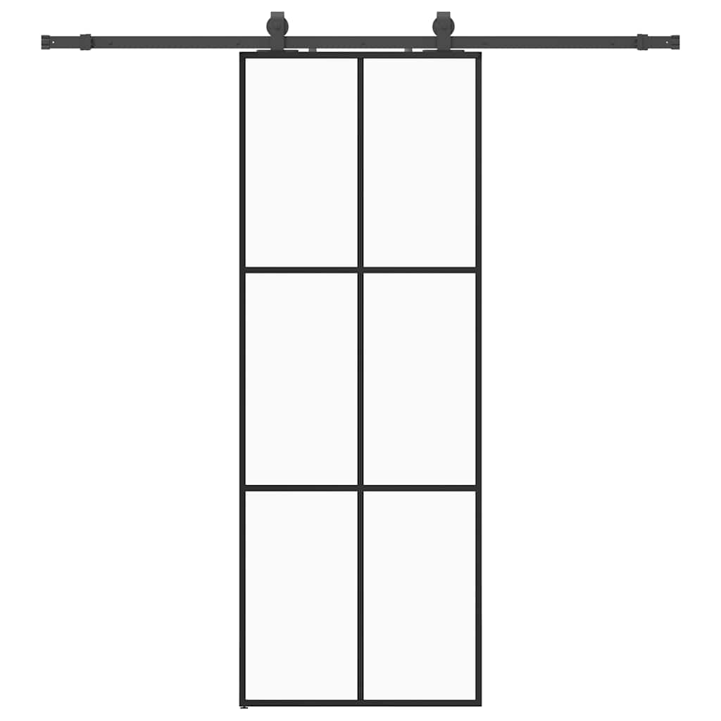 Schuifdeur met beslagset 76x205 cm ESG glas zwart