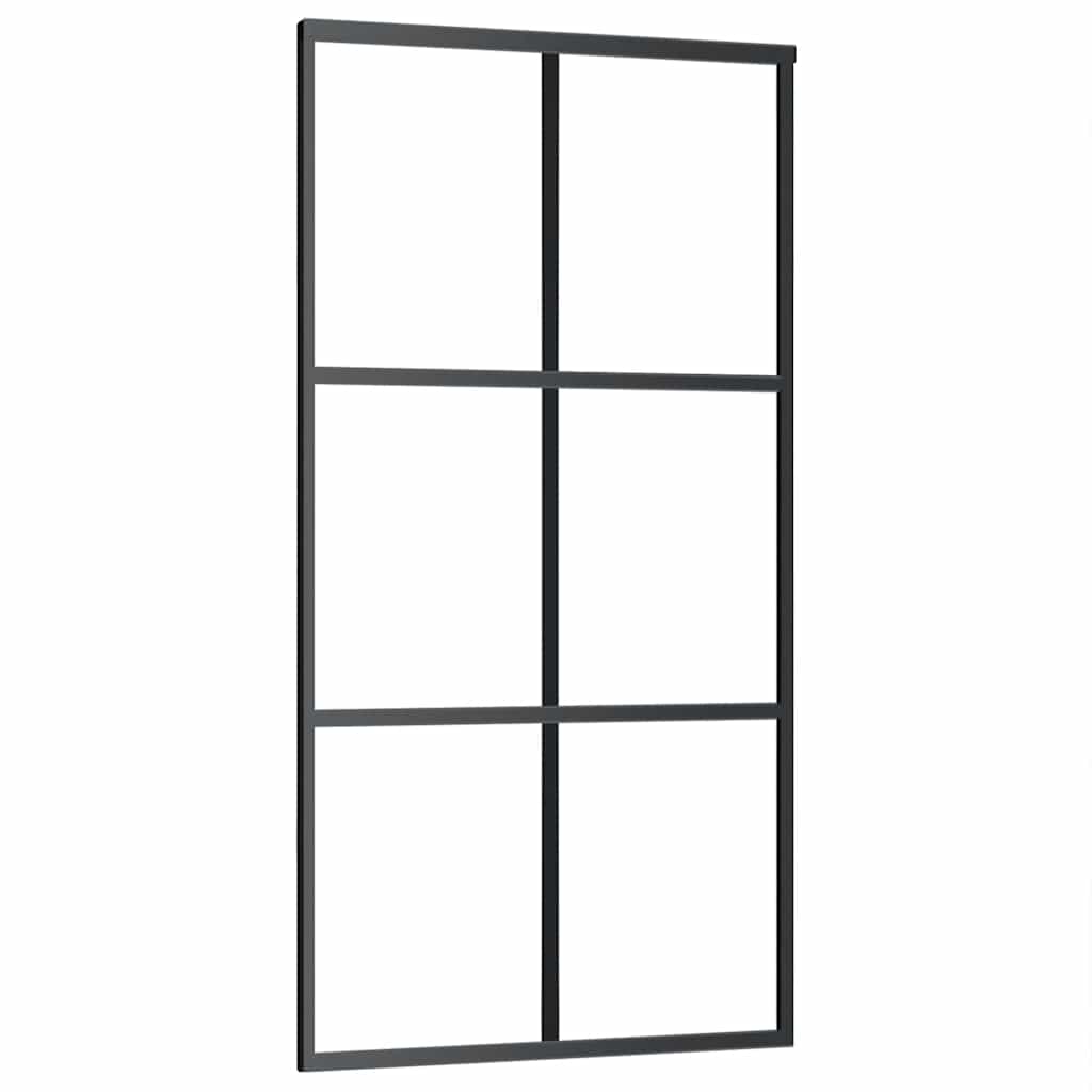Schuifdeur met beslagset 102x205 cm ESG glas zwart