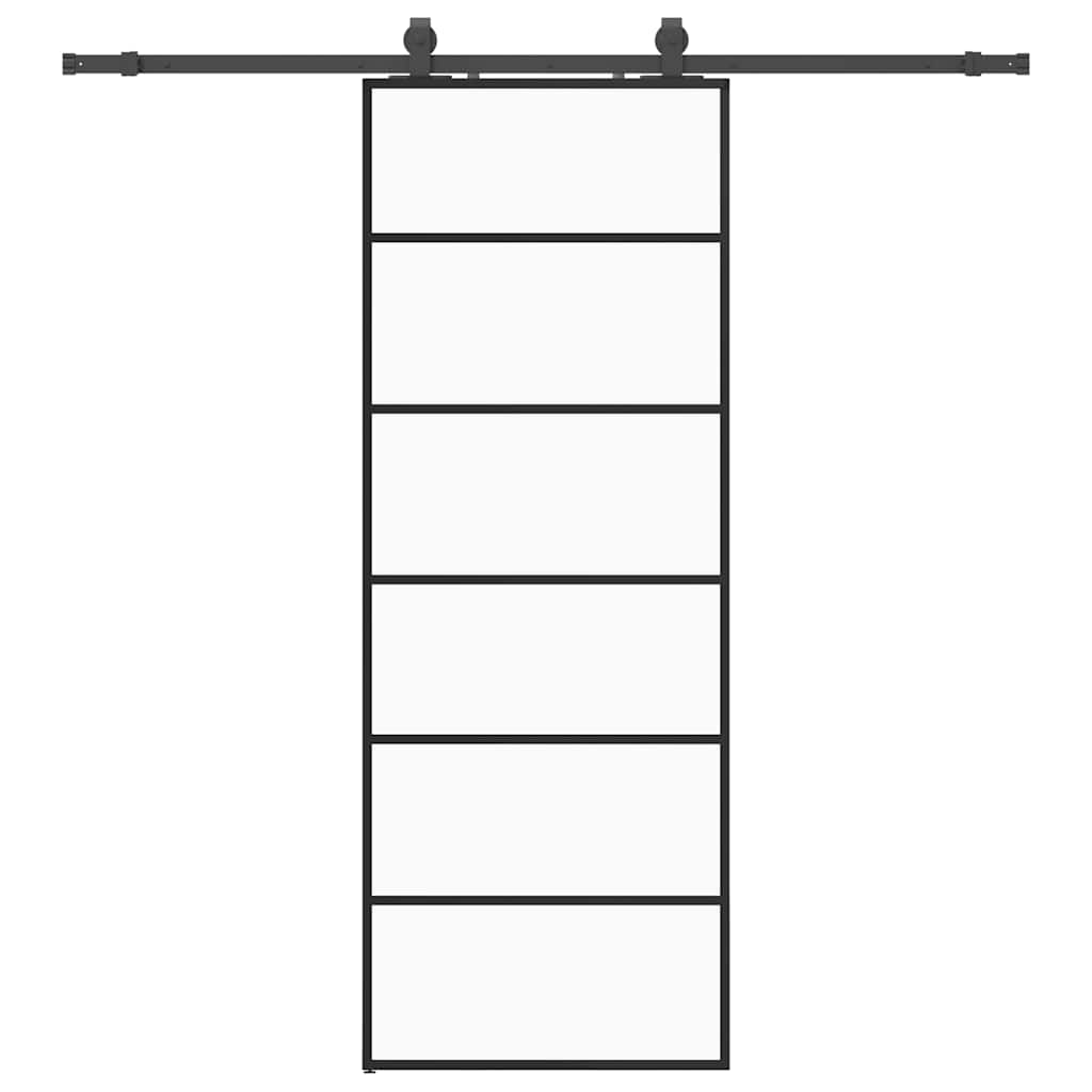 Schuifdeur met beslagset 76x205 cm ESG glas zwart