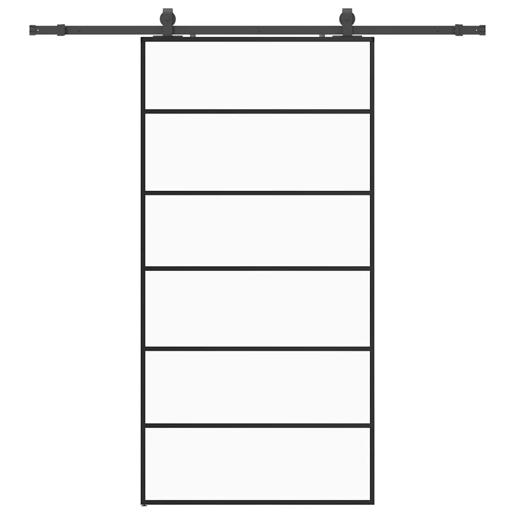 Schuifdeur met beslagset 102x205 cm ESG glas zwart