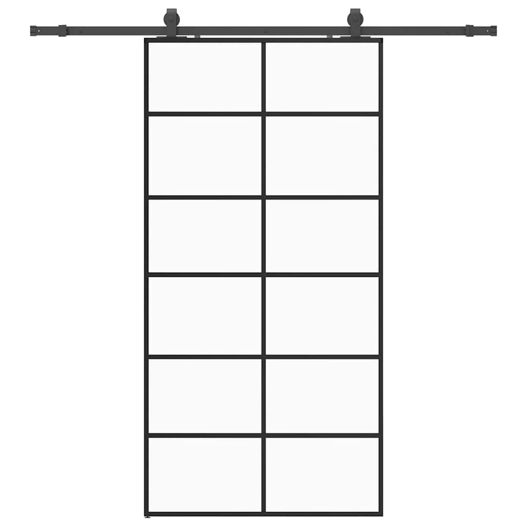 Schuifdeur met beslagset 102x205 cm ESG glas zwart