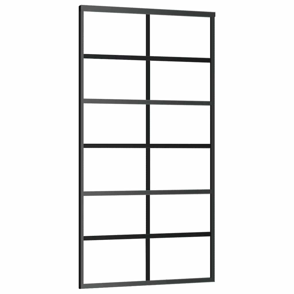 Schuifdeur met beslagset 102x205 cm ESG glas zwart