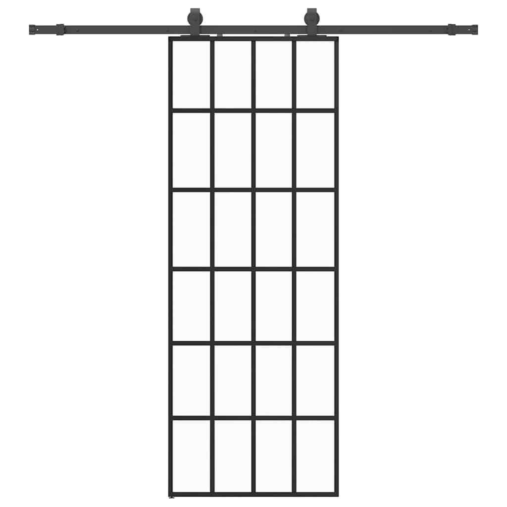 Schuifdeur met beslagset 76x205 cm ESG glas zwart