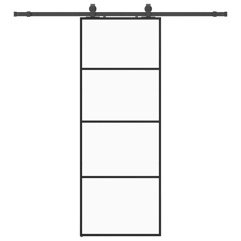 Schuifdeur met beslagset 76x205 cm ESG glas zwart