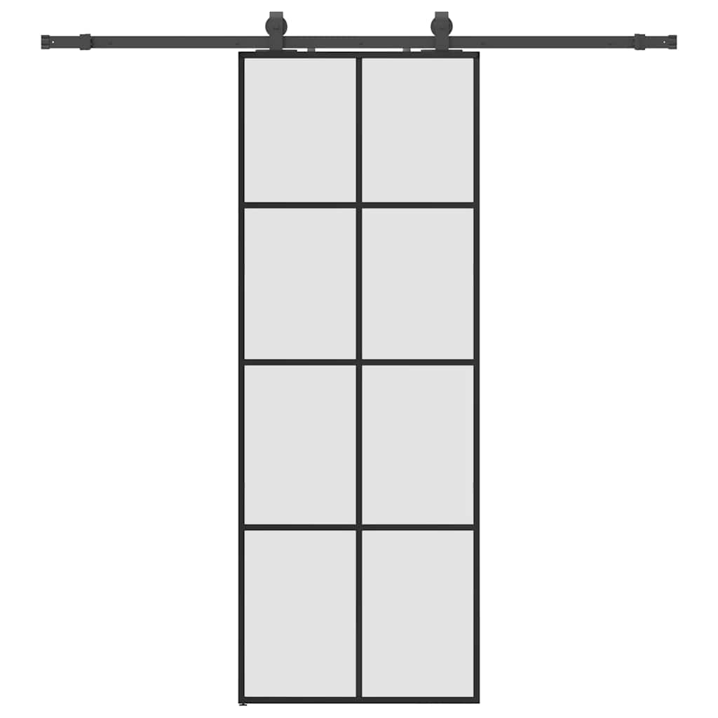 Schuifdeur met beslagset 76x205 cm ESG glas zwart