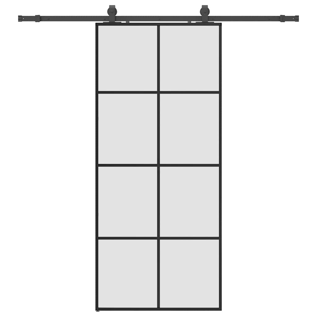 Schuifdeur met beslagset 90x205 cm ESG glas zwart