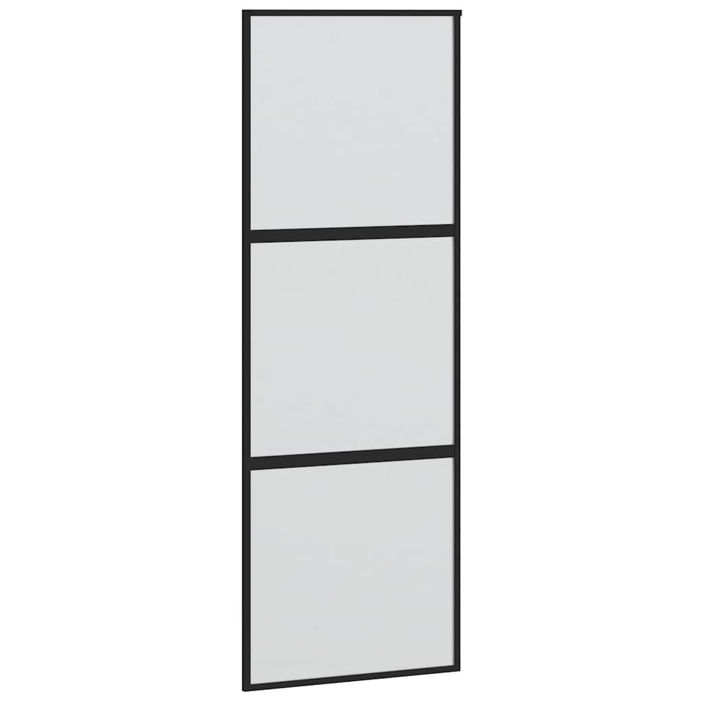 Schuifdeur met beslagset 76x205 cm gehard glas zwart