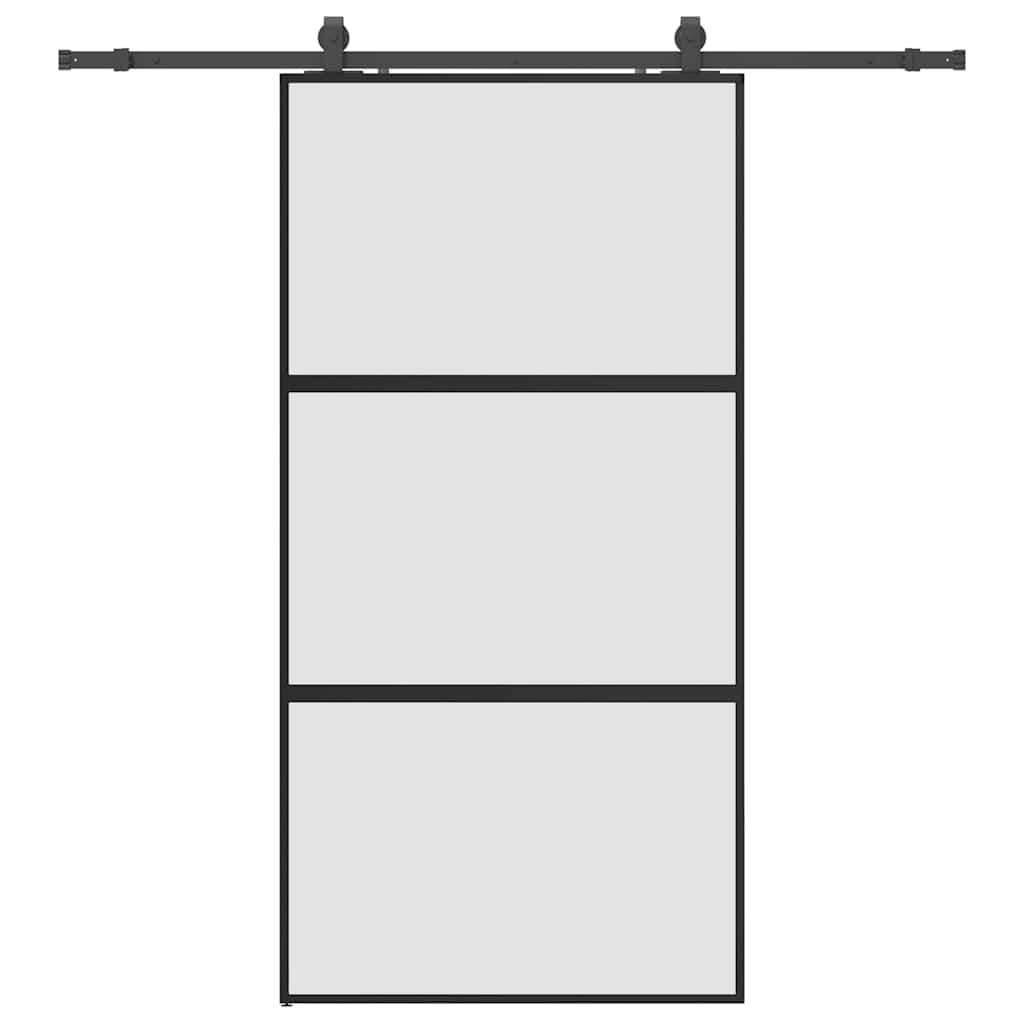 Schuifdeur met beslagset 102,5x205 cm gehard glas zwart