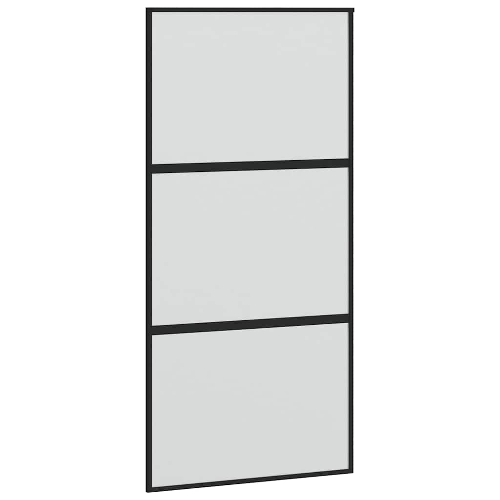 Schuifdeur met beslagset 102,5x205 cm gehard glas zwart