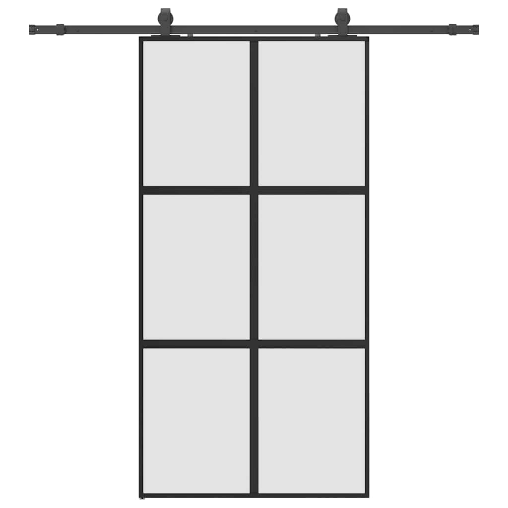Schuifdeur met beslagset 102,5x205 cm gehard glas zwart