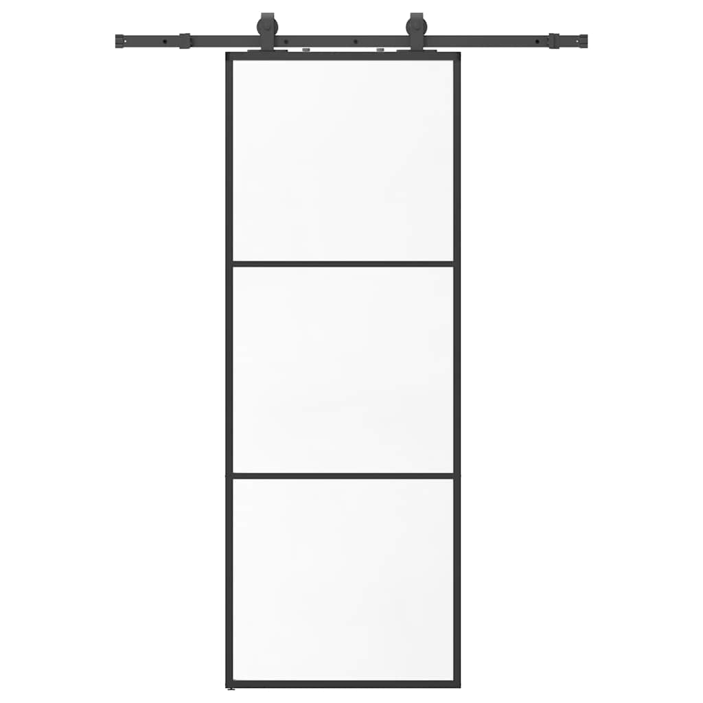 Schuifdeur met beslagset 76x205 cm ESG glas zwart