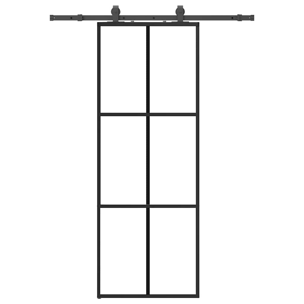 Schuifdeur met beslagset 76x205 cm ESG glas zwart