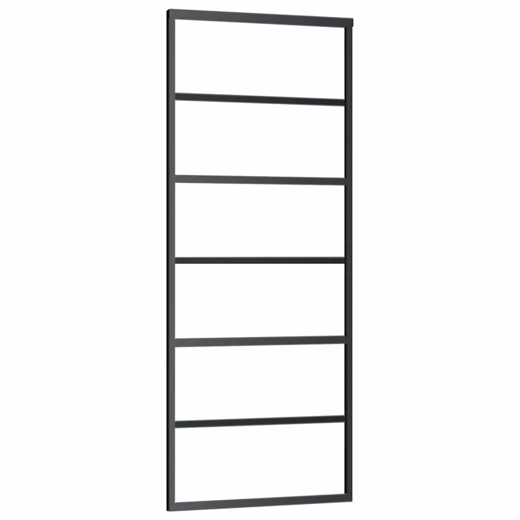 Schuifdeur met beslagset 76x205 cm ESG glas zwart