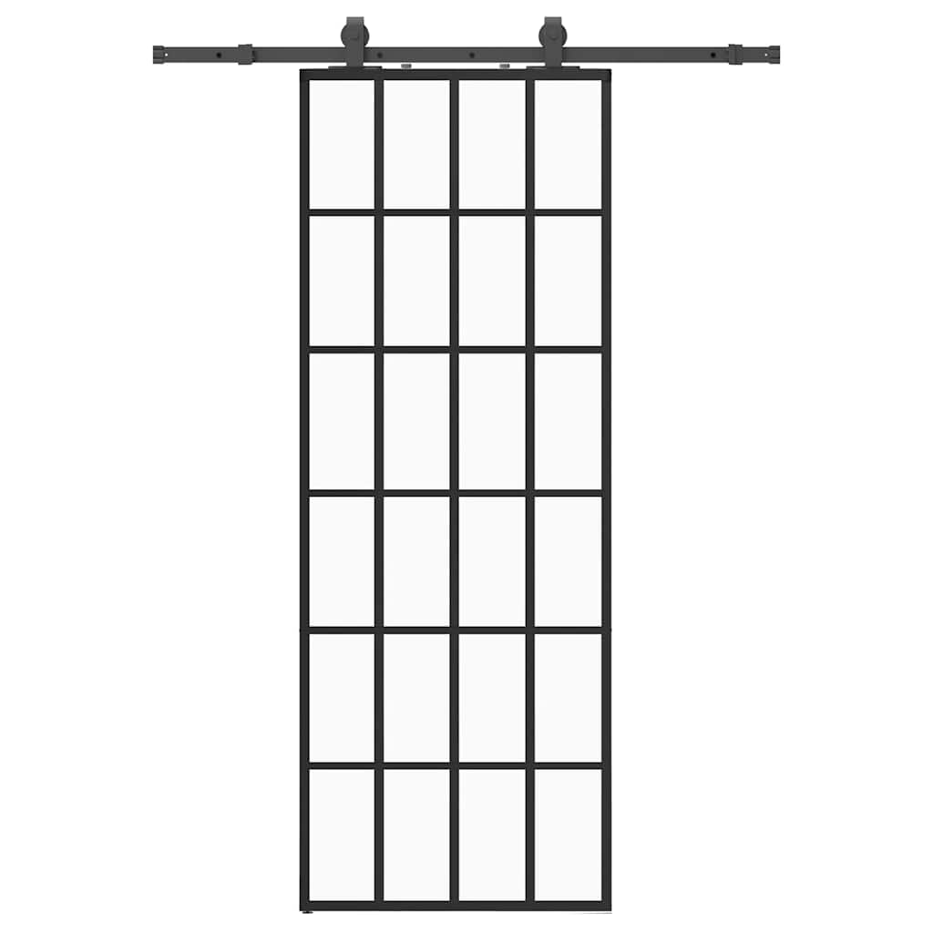 Schuifdeur met beslagset 76x205 cm ESG glas zwart