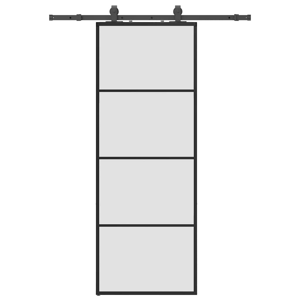 Schuifdeur met beslagset 76x205 cm ESG glas zwart