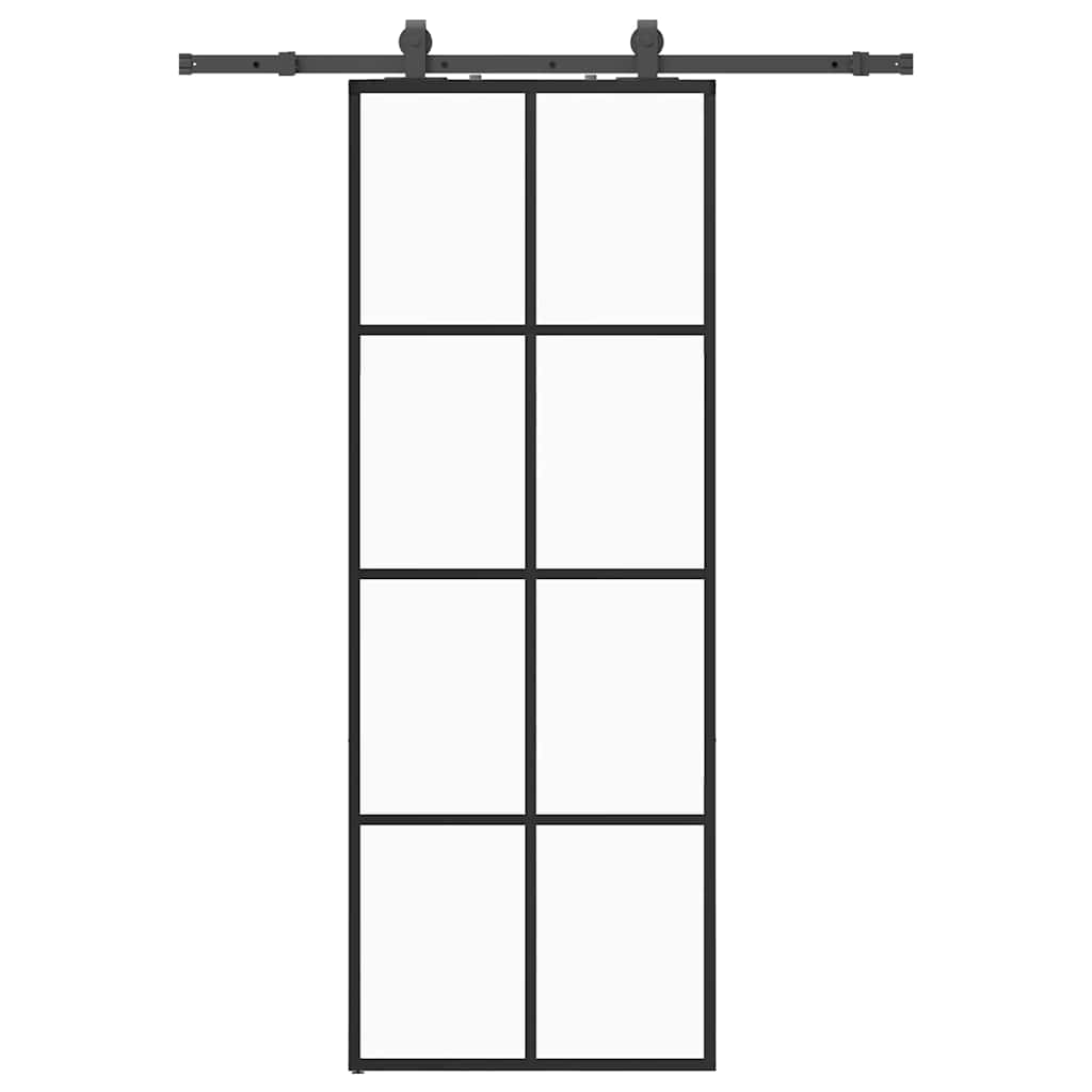 Schuifdeur met beslagset 76x205 cm ESG glas zwart