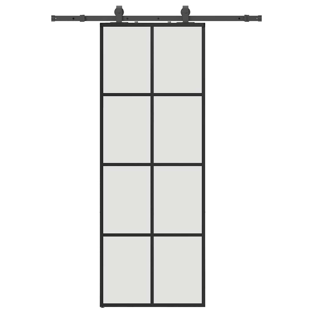 Schuifdeur met beslagset 76x205 cm ESG glas zwart