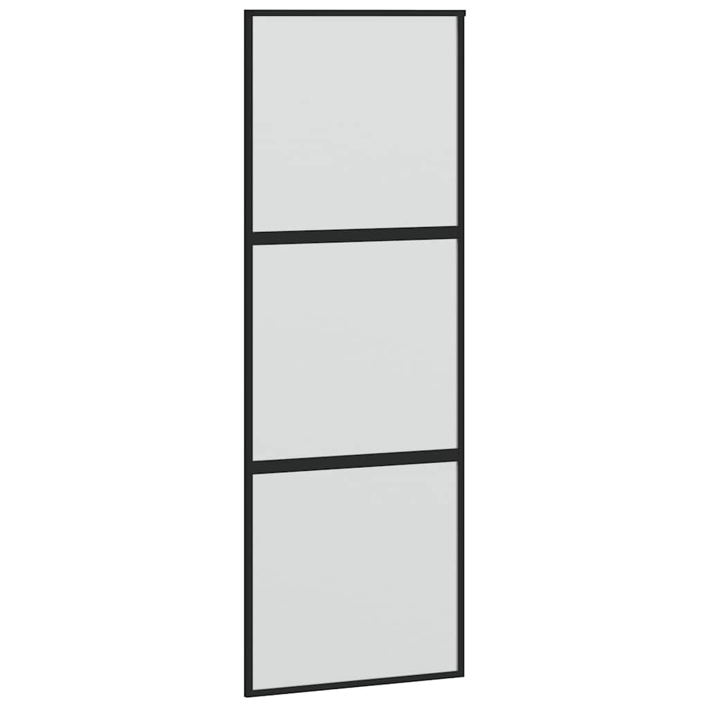 Schuifdeur met beslagset 76x205 cm gehard glas zwart