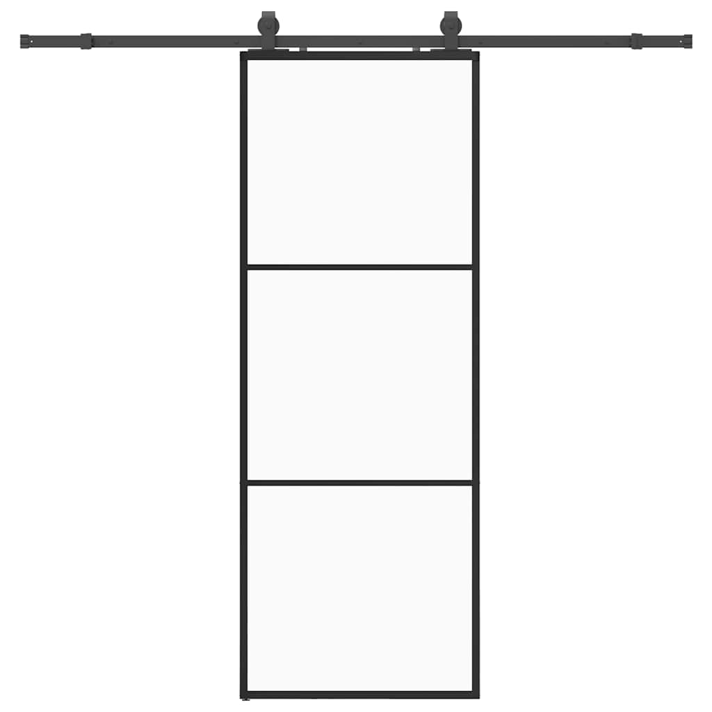 Schuifdeur met beslagset 76x205 cm ESG glas zwart