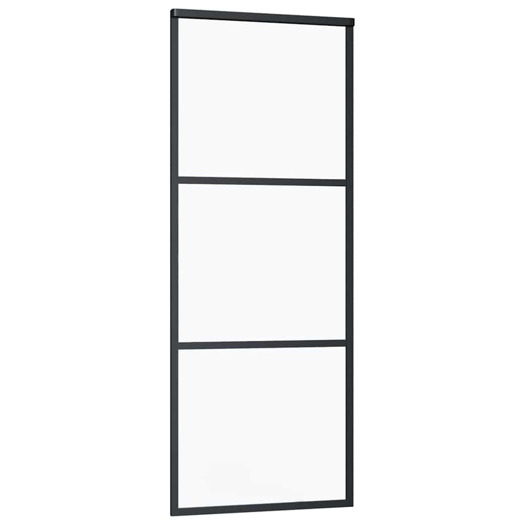 Schuifdeur met beslagset 76x205 cm ESG glas zwart