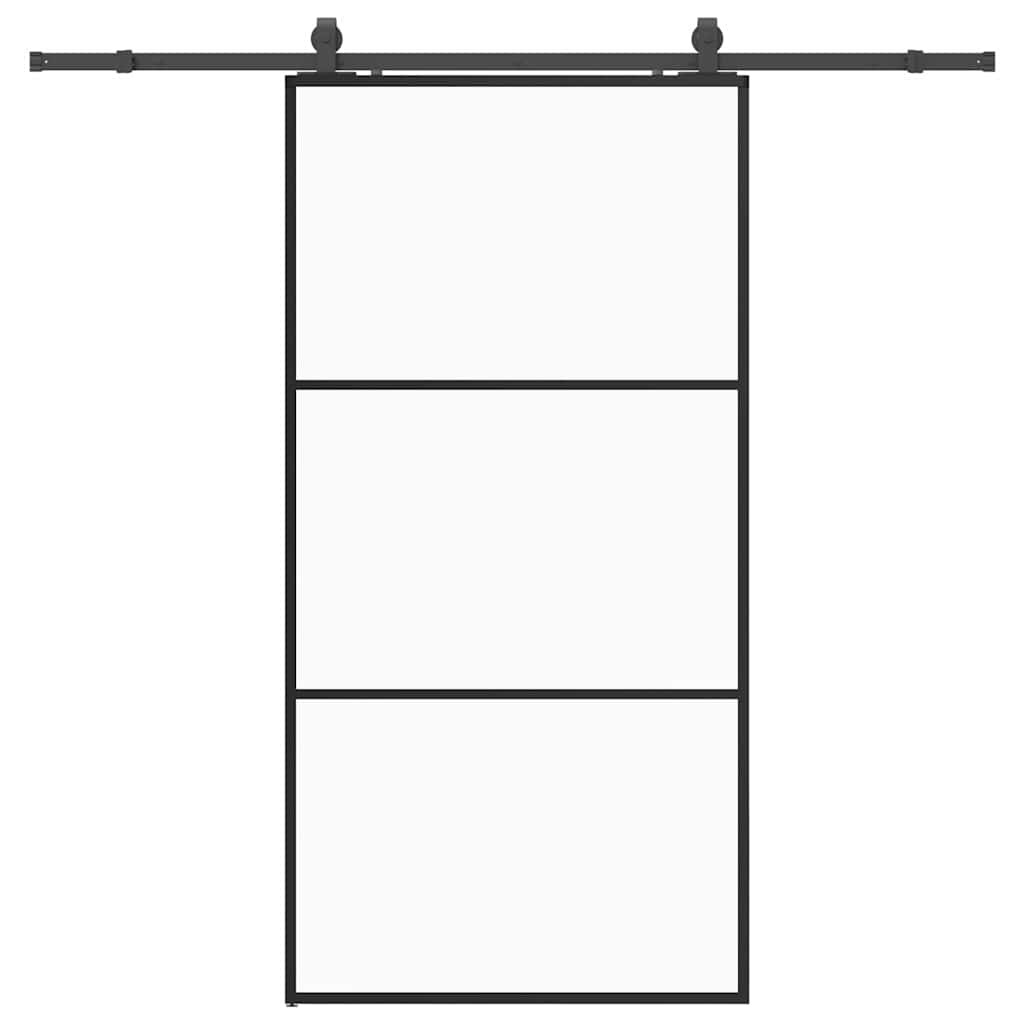 Schuifdeur met beslagset 102x205 cm ESG glas zwart