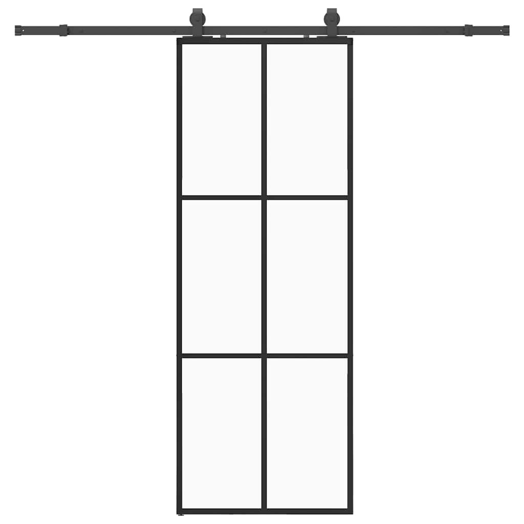 Schuifdeur met beslagset 76x205 cm ESG glas zwart