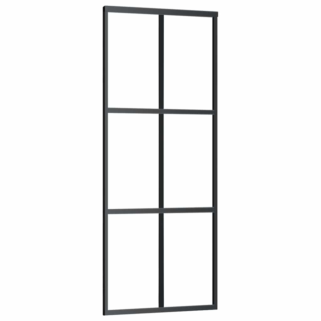 Schuifdeur met beslagset 76x205 cm ESG glas zwart
