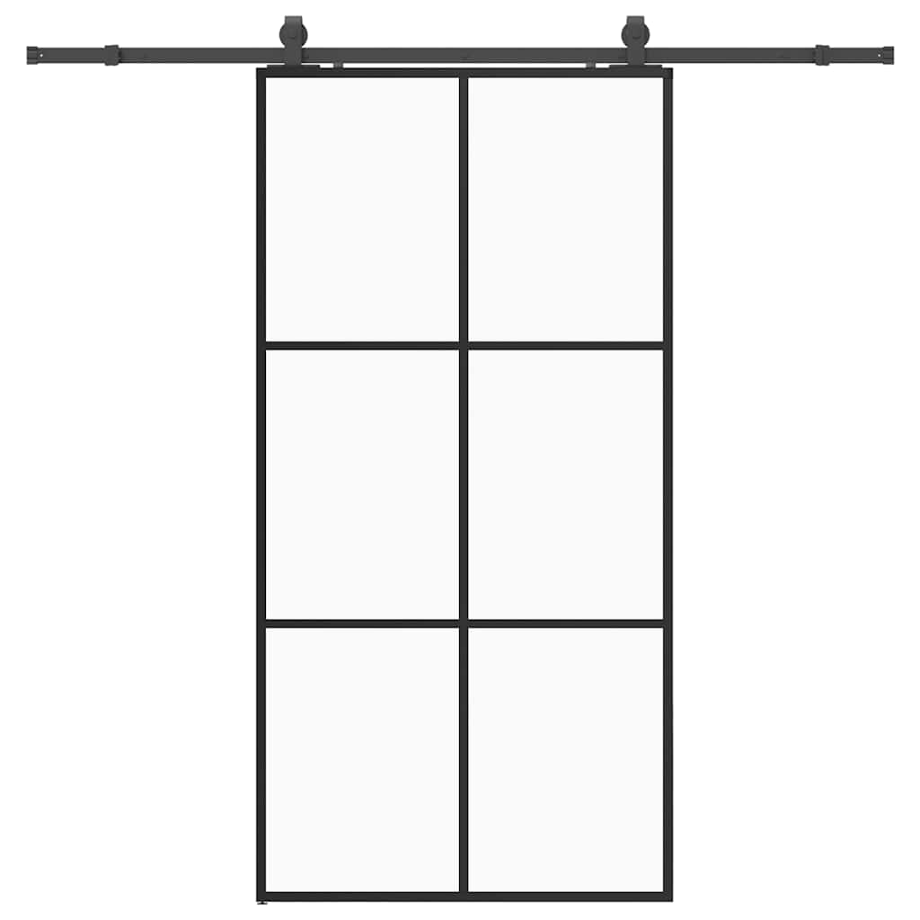 Schuifdeur met beslagset 102x205 cm ESG glas zwart