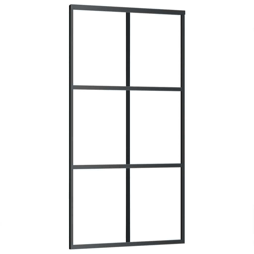Schuifdeur met beslagset 102x205 cm ESG glas zwart