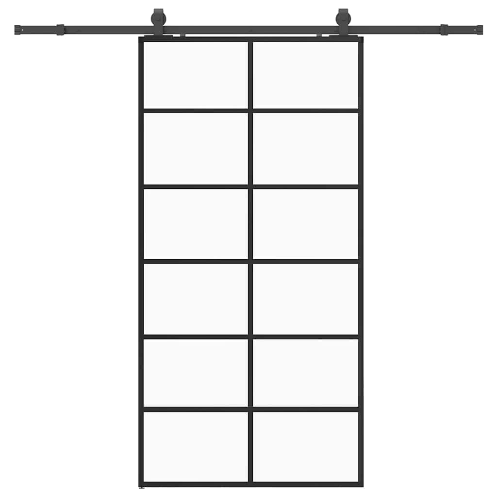 Schuifdeur met beslagset 102x205 cm ESG glas zwart