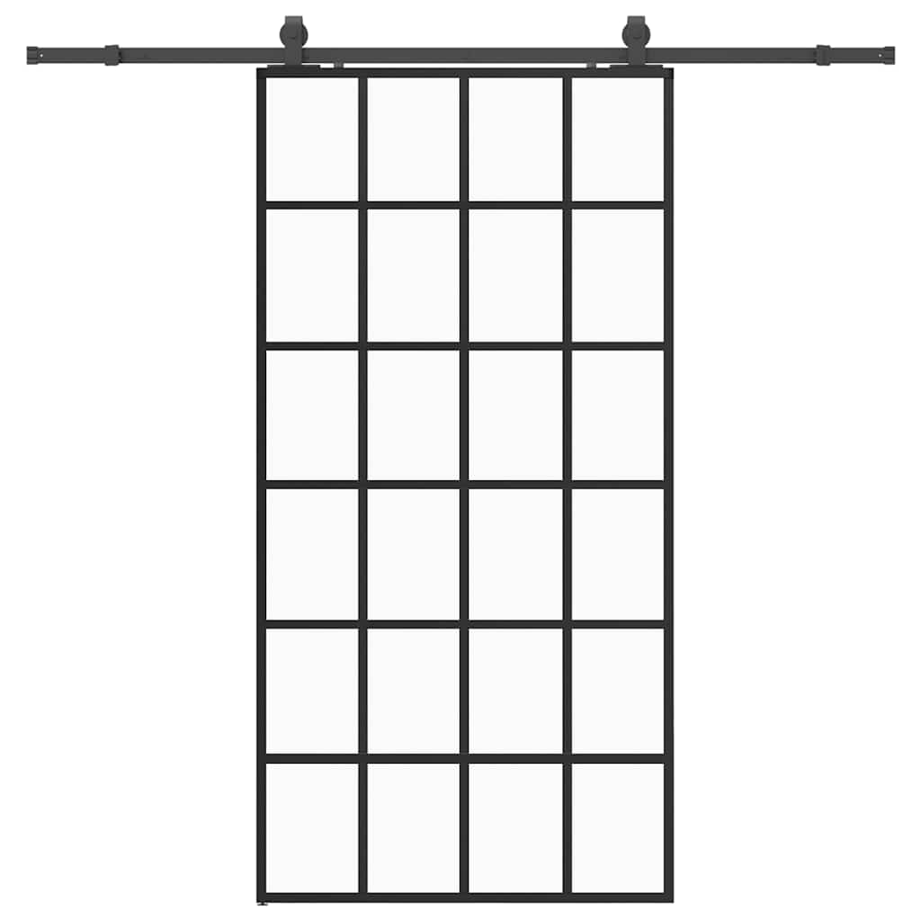 Schuifdeur met beslagset 102x205 cm ESG glas zwart