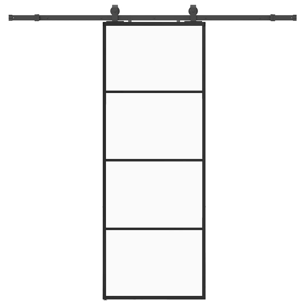 Schuifdeur met beslagset 76x205 cm ESG glas zwart