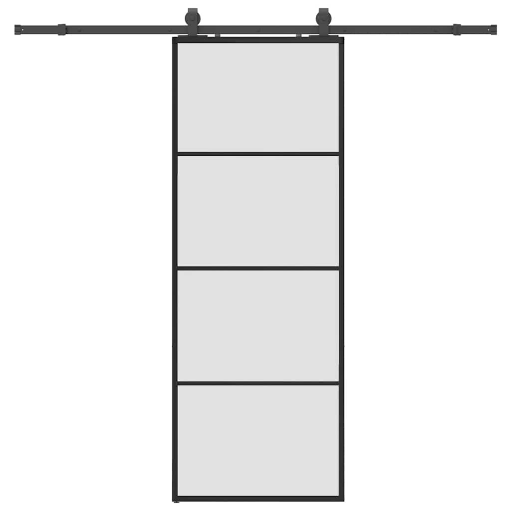 Schuifdeur met beslagset 76x205 cm ESG glas zwart