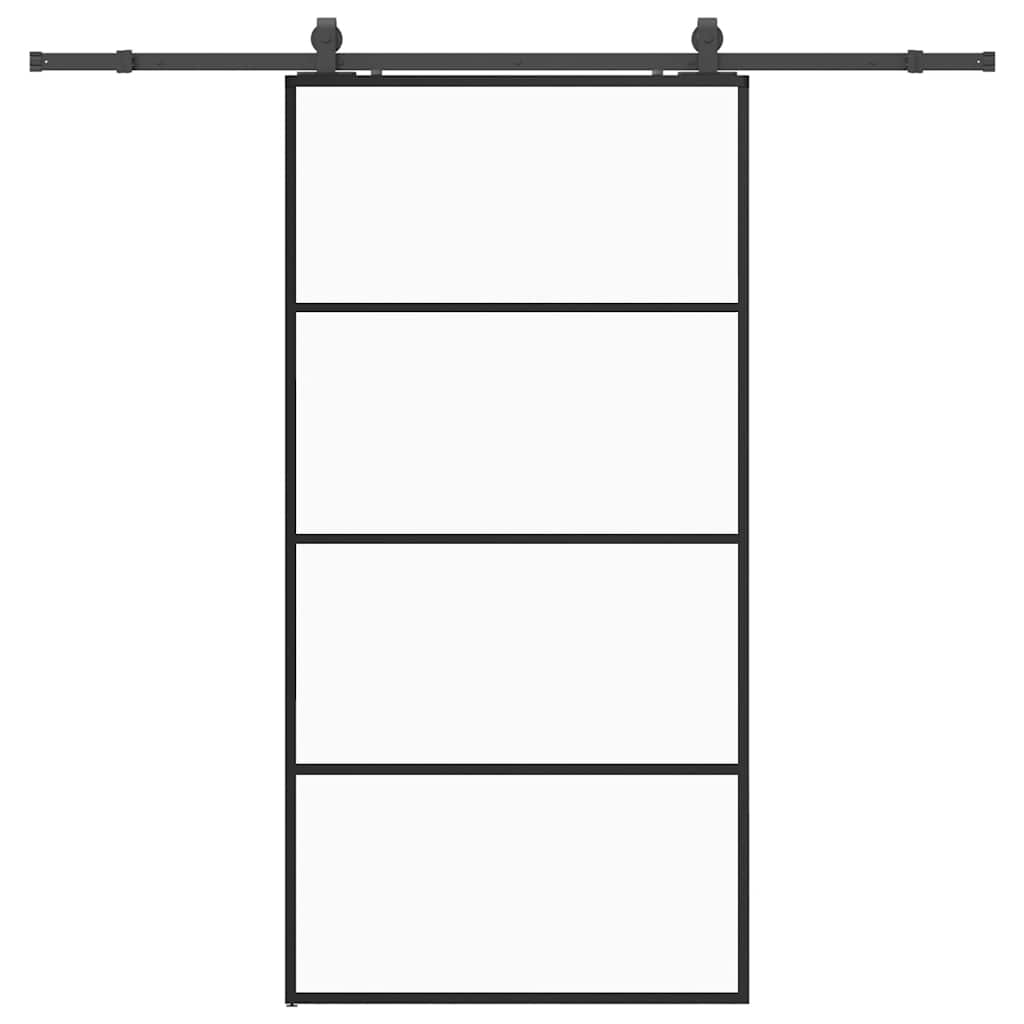 Schuifdeur met beslagset 102,5x205 cm ESG glas zwart