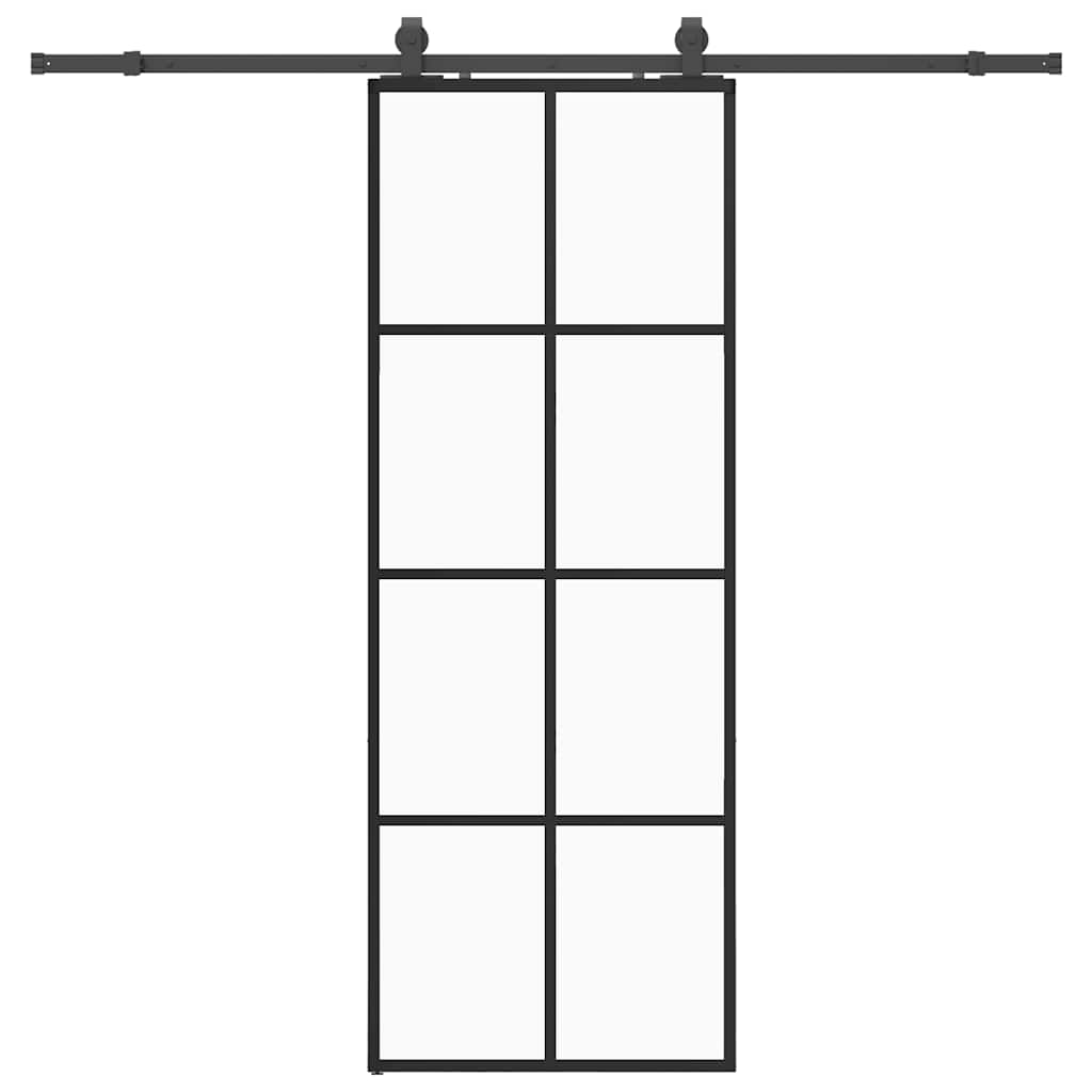 Schuifdeur met beslagset 76x205 cm ESG glas zwart