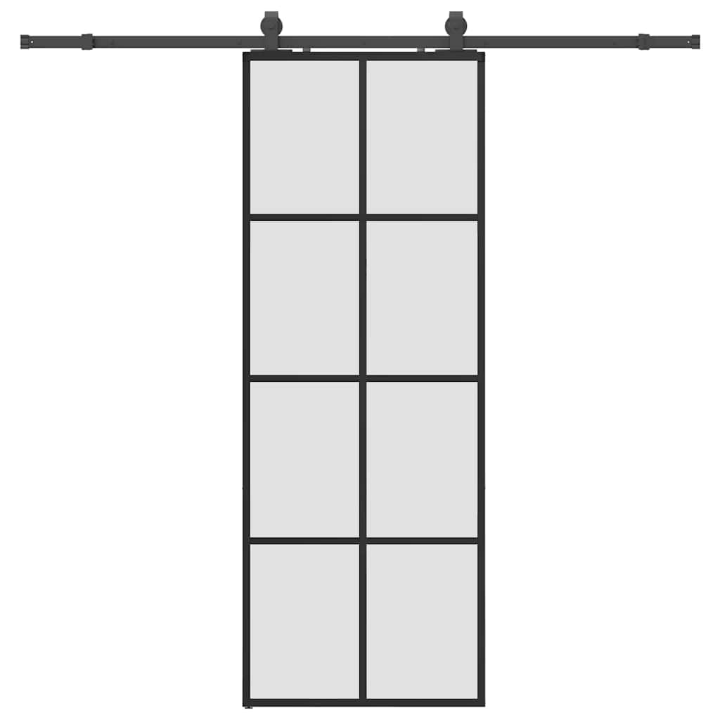 Schuifdeur met beslagset 76x205 cm ESG glas zwart