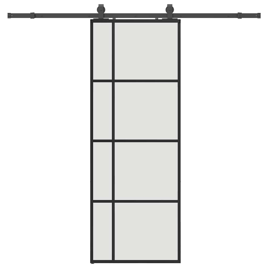 Schuifdeur met beslagset 76x205 cm ESG glas zwart