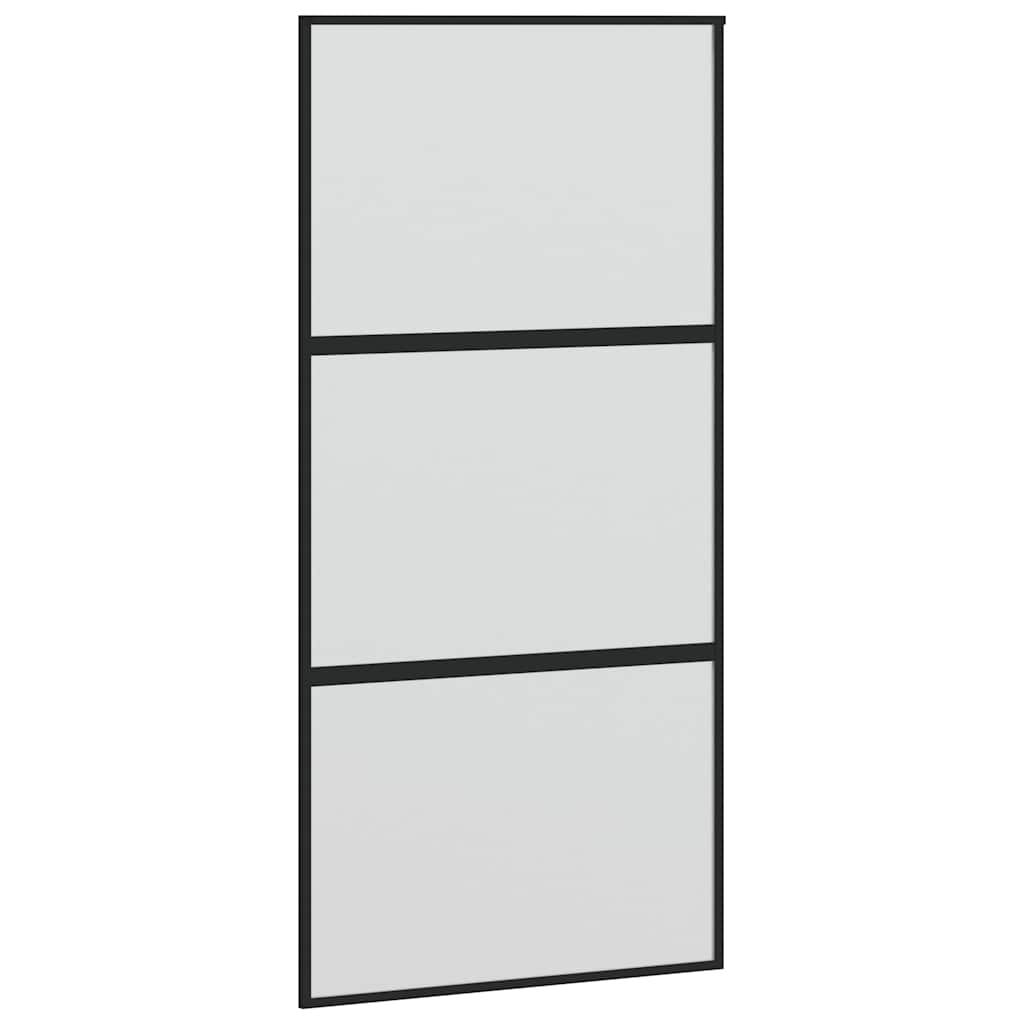 Schuifdeur met beslagset 102,5x205 cm gehard glas zwart