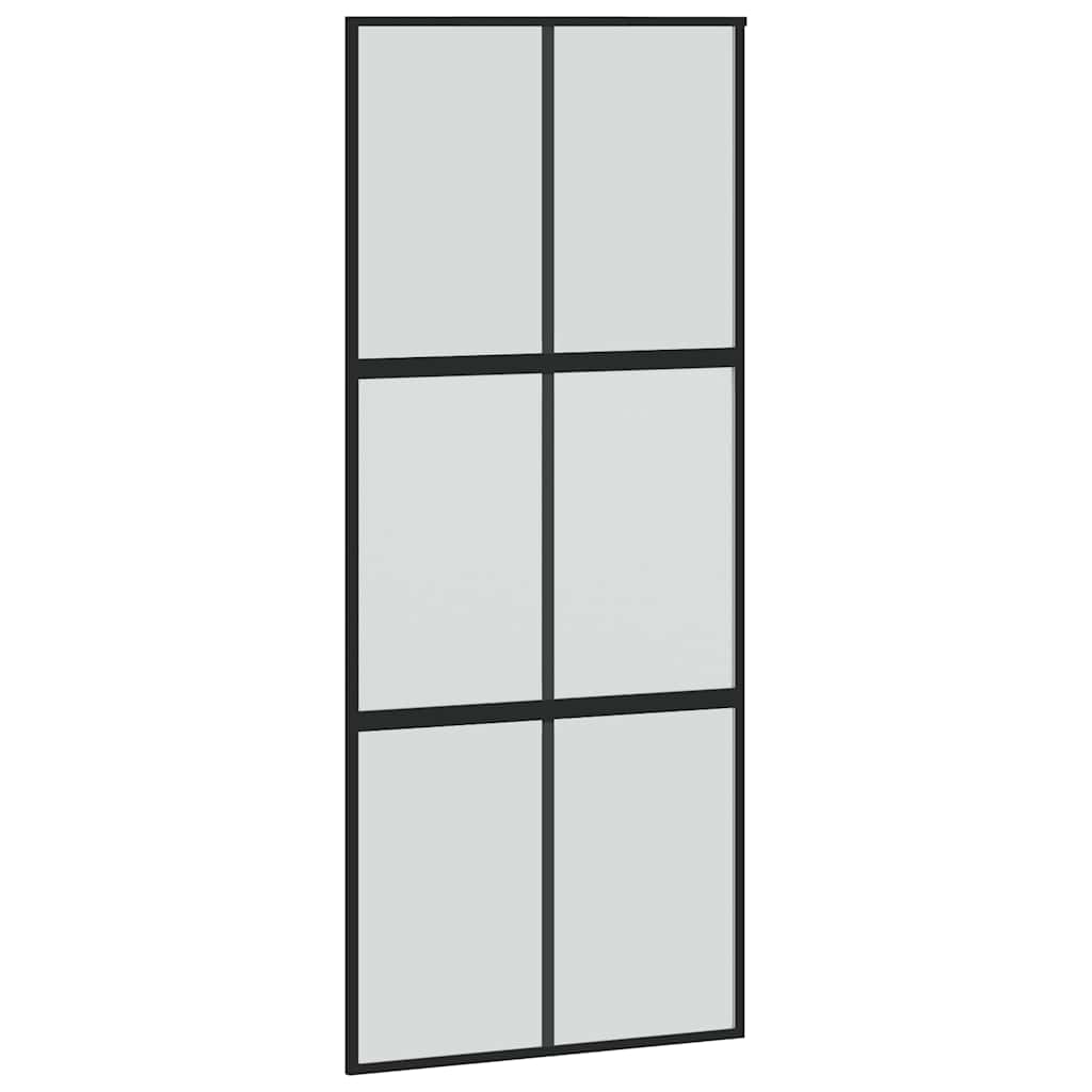Schuifdeur met beslagset 90x205 cm gehard glas zwart