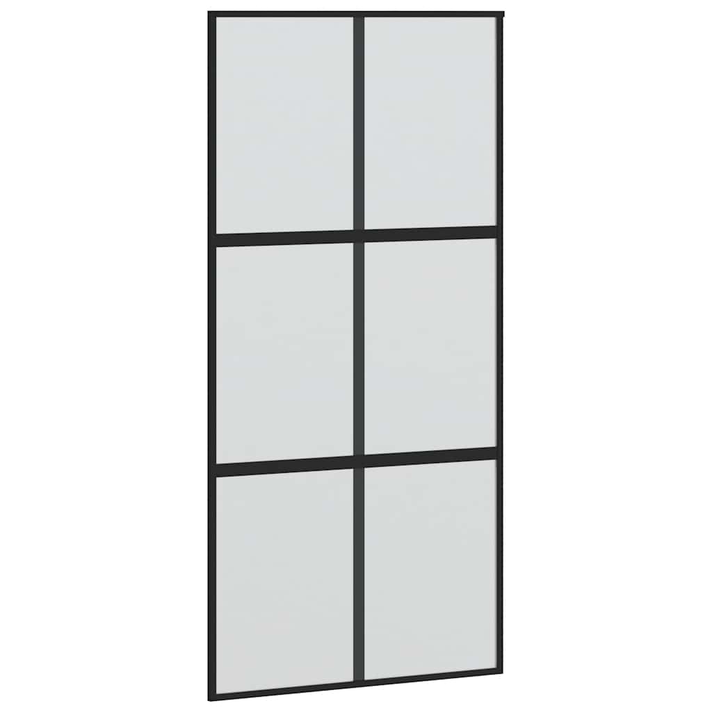 Schuifdeur met beslagset 102,5x205 cm gehard glas zwart