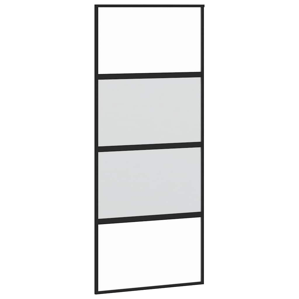 Schuifdeur met beslagset 90x205 cm gehard glas zwart